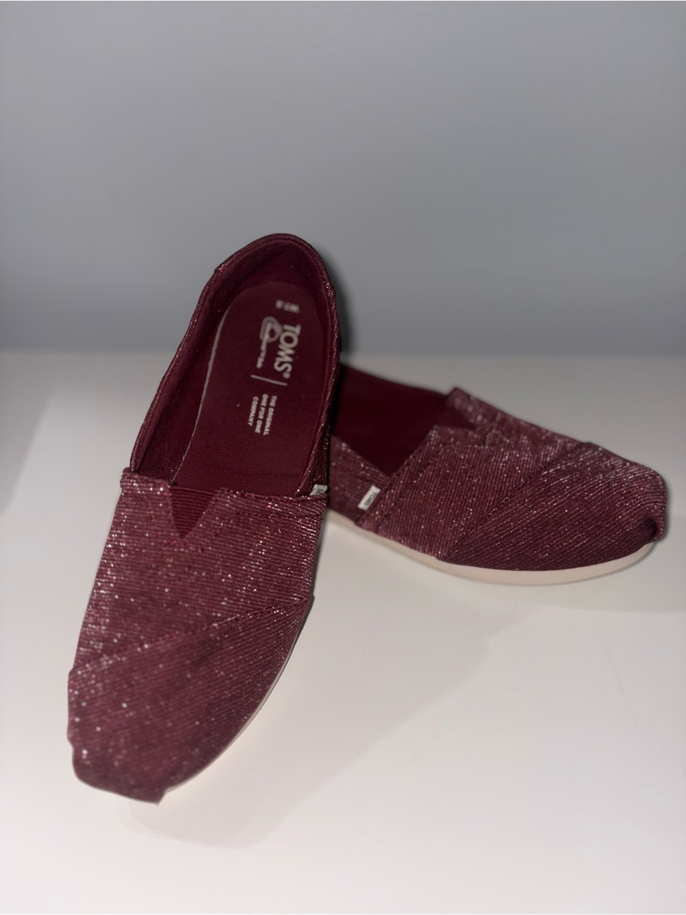TOMS Women's Slip-On Alpargata in Burgundy Red Canvas